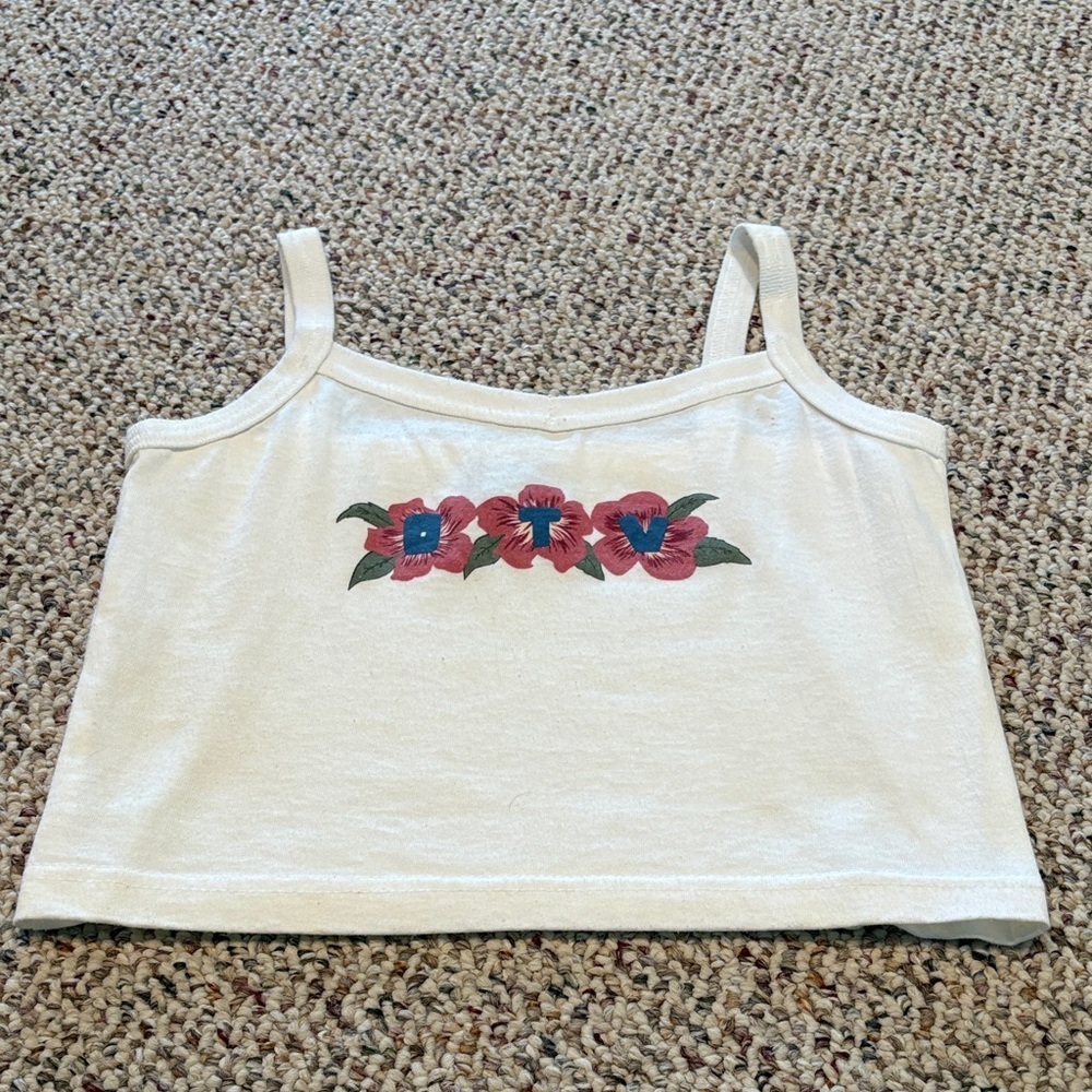 OTV Sport Floral Embroidered White Crop Top. Child’s Medium. Y2K - Picture 1 of 7